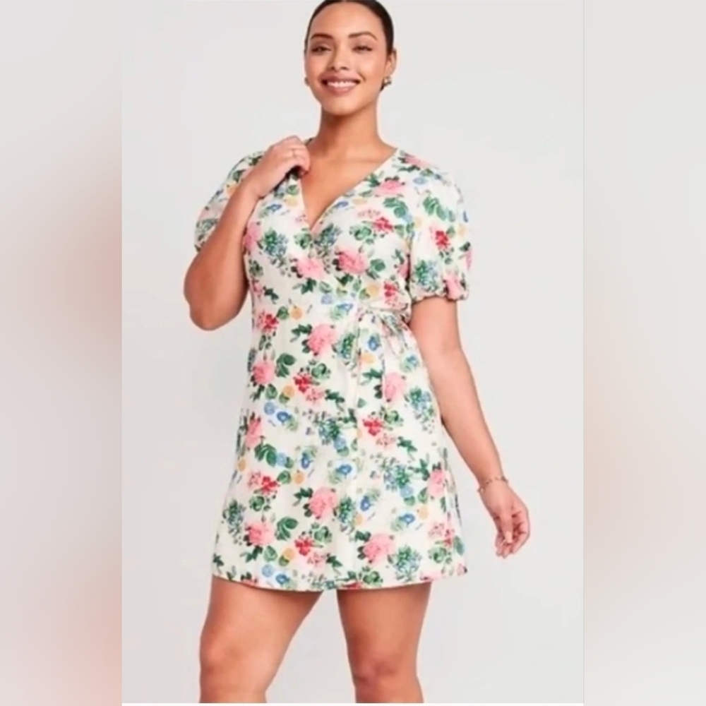 Floral Wrap Dress Linen